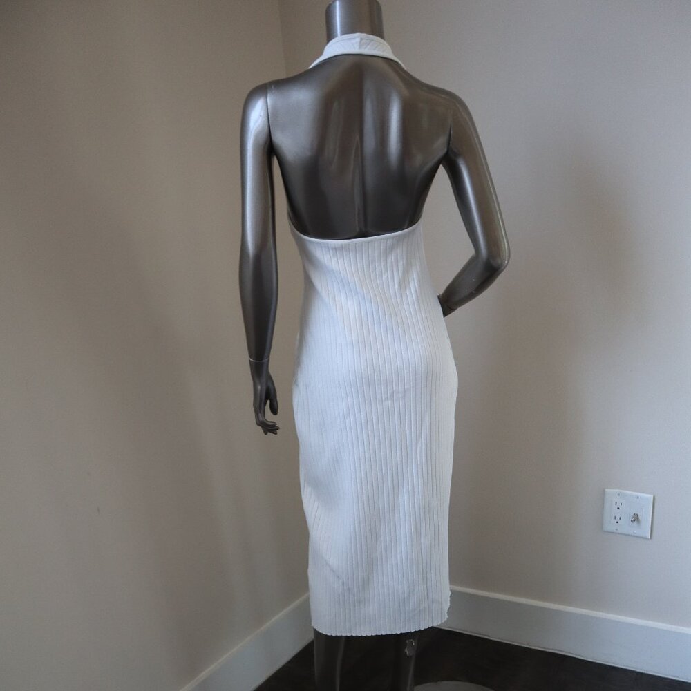Vince Los Angeles White Halter Stretch Ribbed Midi Dress Size Medium New Tag